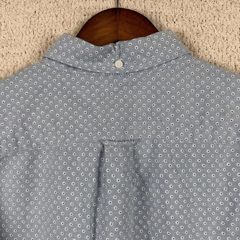 J. Crew Shirt Mens L Blue Floral Oxford Slim Button Up Long Sleeve Preppy Pocket